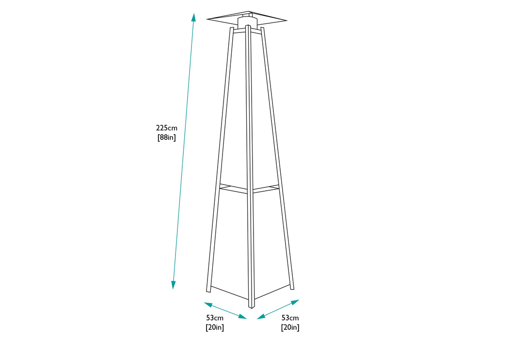 Pyramid Glass Tube Flame Gas Patio Heater 13KW Stainless Steel