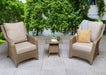 'Sorrento' Natural 2 Seater Bistro Set With Coffee Table Beige Cushions