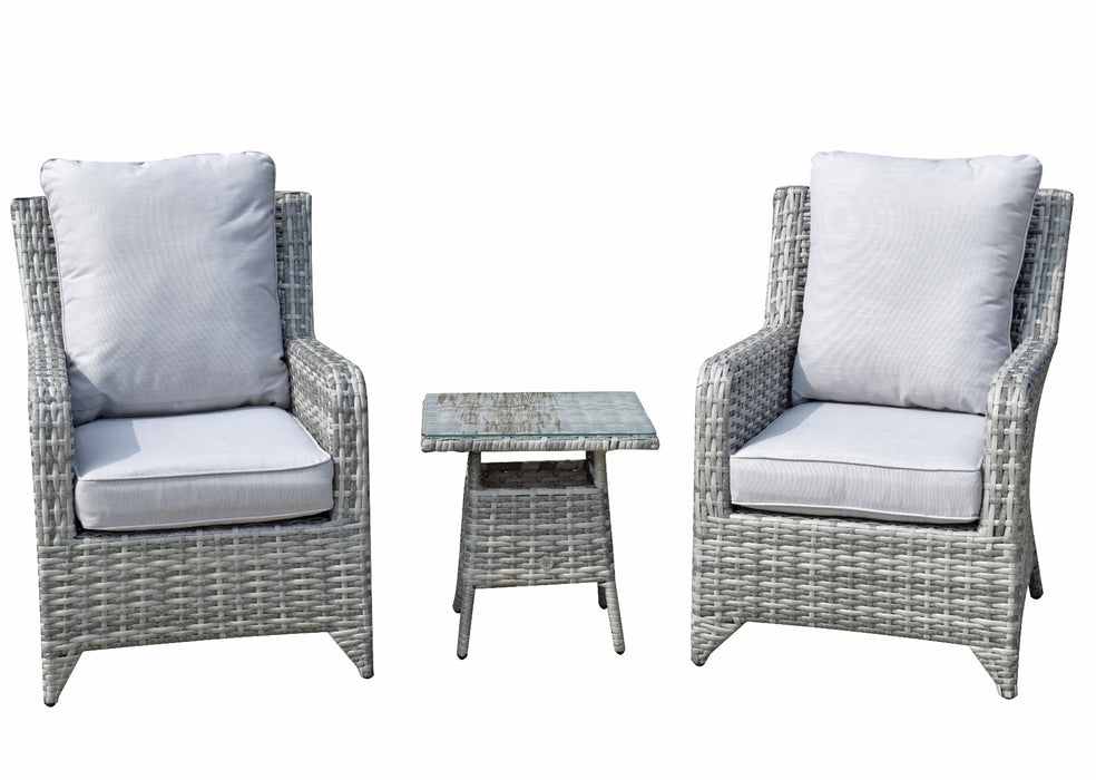 'Sorrento' Grey 2 Seater Bistro Set With Coffee Table Grey Silver Cushions