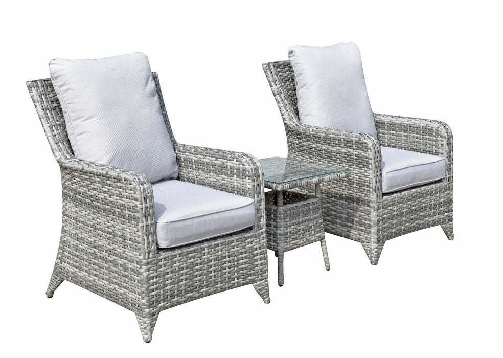 'Sorrento' Grey 2 Seater Bistro Set With Coffee Table Grey Silver Cushions