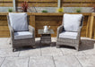 'Alex' Grey 2 Seater Bistro Set With Coffee Table Grey Cushions