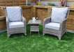 'Alex' Grey 2 Seater Bistro Set With Coffee Table Grey Cushions
