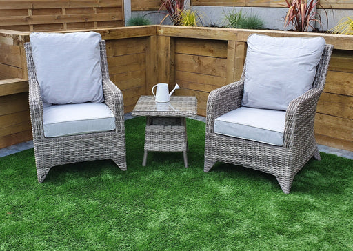 'Alex' Grey 2 Seater Bistro Set With Coffee Table Grey Cushions