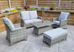 'Sorrento' Grey 5 Seater Lounge Set With Coffee Table & Stool