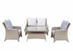 'Sorrento' Natural 4 Seater Lounge Set With Coffee Table & Beige Cushions