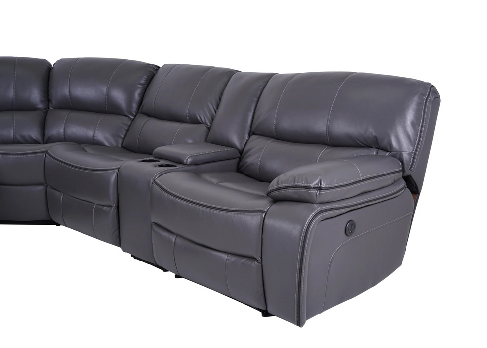 Palermo Power Recline Large Grey Leatheraire Corner Sofa