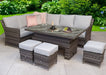 Luxury Rattan Edwina 'Algarve' Dark Grey Rattan Corner Sofa Set With Rising Table and Stools