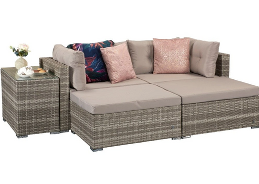 Harper Grey Rattan DayBed Sofa Set, Signature Weave Rattan, Rattan Companion Set, Grey Rattan Sofa Set, Pair of Grey Rattan Sun Loungers, Nova Rattan Sofa, Wayfair Rattan