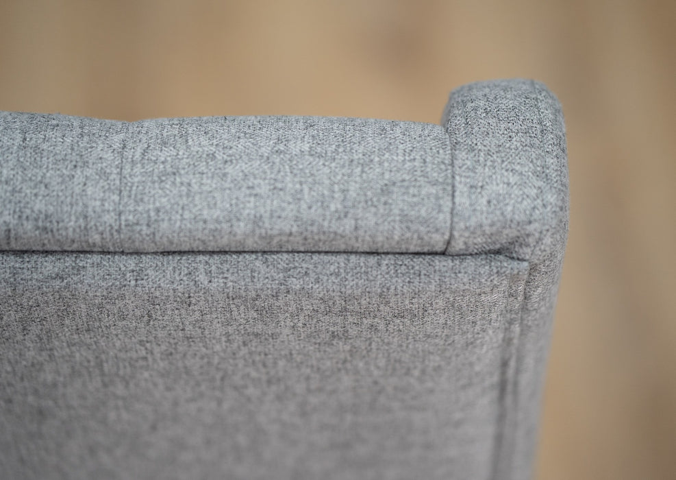 Studded and Buttoned Luxury Dining Chair - Light Grey