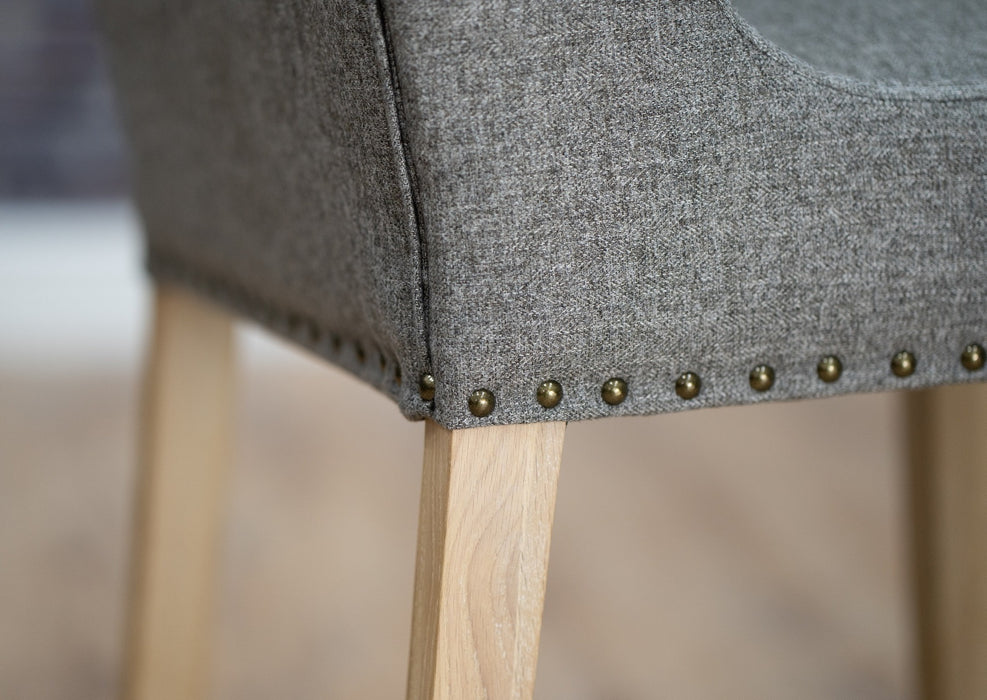 Studded and Buttoned Luxury Dining Chair - Dark Grey