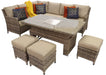 EDWI0318 'Borneo' Brown Natural Luxury Rattan Corner Sofa Set with Ice Bucket Rising Table
