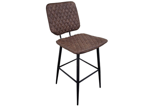 Brixton Brown PU Leather Industrial style Kitchen Breakfast Bar Stool, Black Metal Leg