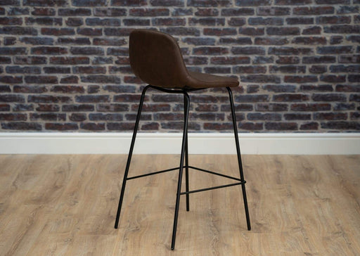 brown leather industrial barstool 