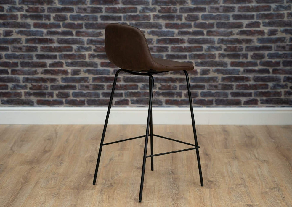 brown leather industrial barstool 