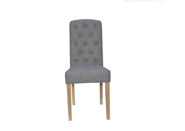 Straight Back, Buttoned Luxury Dining Chair - Light Grey
