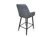 Camden Industrial style Kitchen Breakfast Bar Stool Grey PU Leather, Black Metal Leg