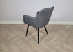 Camden Industrial style Dining Chair Grey PU Leather, Black Metal Leg