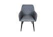 Camden Industrial style Dining Chair Grey PU Leather, Black Metal Leg