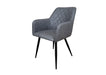 Camden Industrial style Dining Chair Grey PU Leather, Black Metal Leg