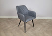 Camden Industrial style Dining Chair Grey PU Leather, Black Metal Leg