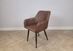 Camden Industrial style Dining Chair Brown PU Leather, Black Metal Leg