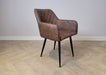 Camden Industrial style Dining Chair Brown PU Leather, Black Metal Leg