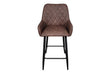 Camden Industrial style Kitchen Breakfast Bar Stool Brown PU Leather, Black Metal Leg