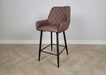 Camden Industrial style Kitchen Breakfast Bar Stool Brown PU Leather, Black Metal Leg