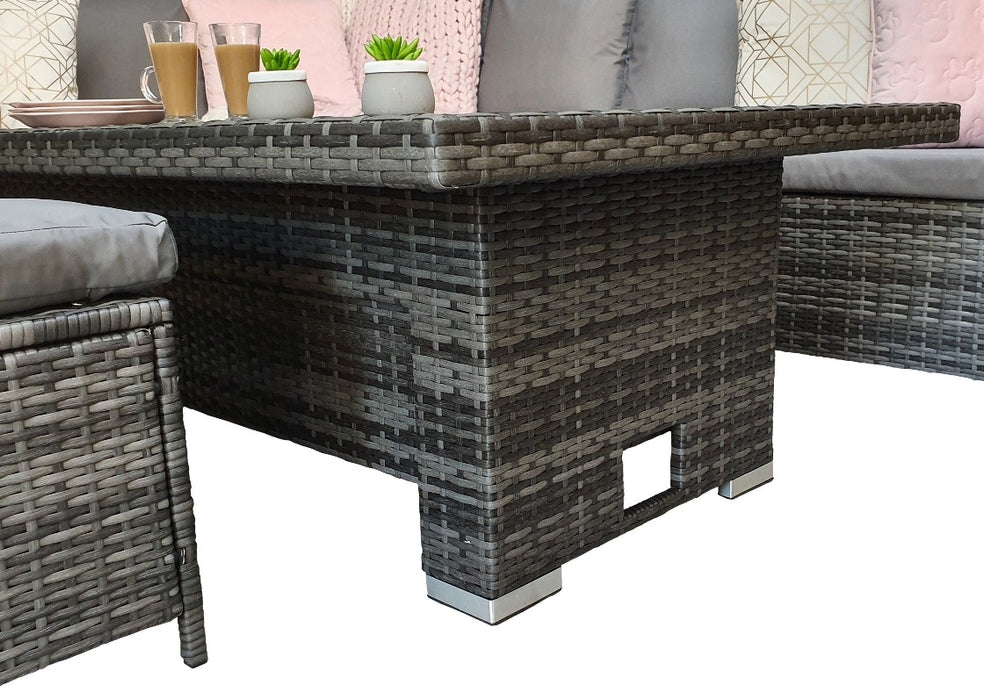 Rattan adjustable outlet height table