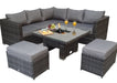 'Gozo' Grey Rattan Corner Sofa Dining Adjustable Table Set. Aluminum Frame Garden Furniture