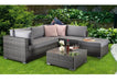 Gozo Georgia Signature Weave Grey Rattan Garden Furniture Lounge Set, Chaise Corner Sofa Coffee Table Aluminium