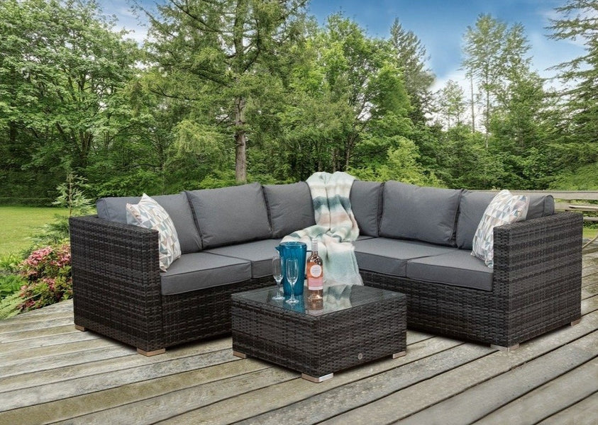 Signature Weave Grey Rattan Corner Sofa Set GEOR0103