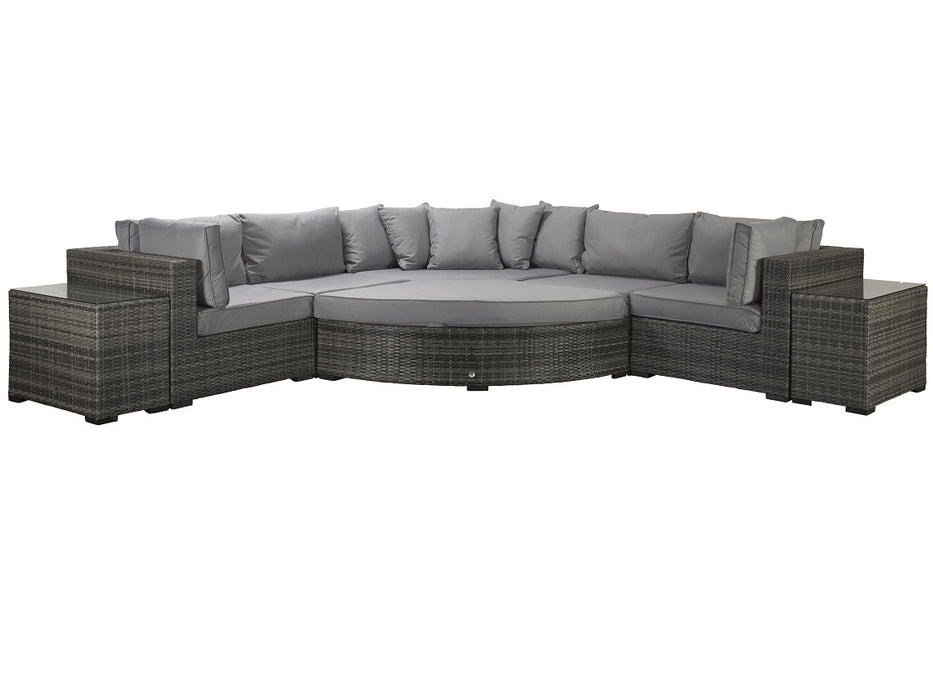 'Jessica' Grey Rattan Large Corner Sofa / Day Bed Footstool Garden Furniture Set
