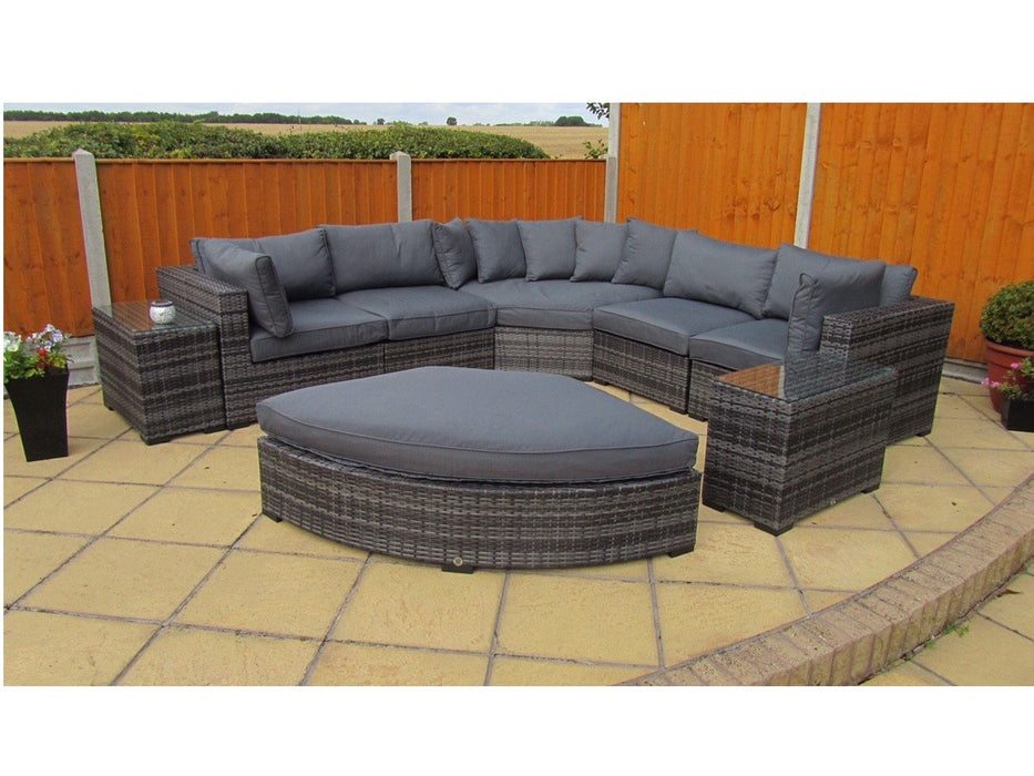 'Jessica' Grey Rattan Large Corner Sofa / Day Bed Footstool Garden Furniture Set