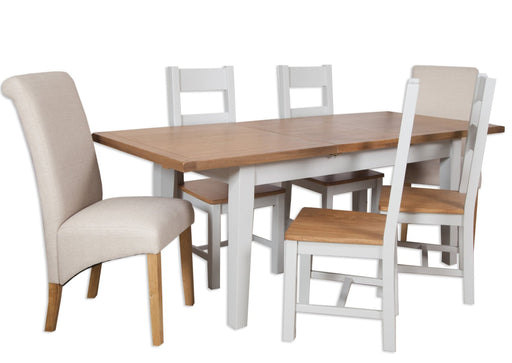 extending grey painted solid oak dining table dining room butterfly extension 1.2m