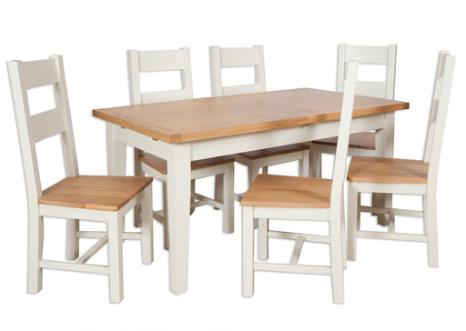 solid oak extending dining table painted ivory cream butterfly extender 1.6m
