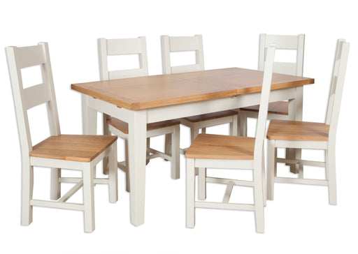 solid oak extending dining table painted ivory cream butterfly extender 1.6m