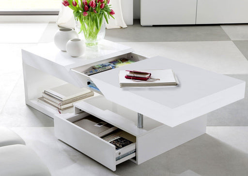 ModaNuvo 'Hope' Modern White Gloss Extending Storage Coffee Table With Drawer