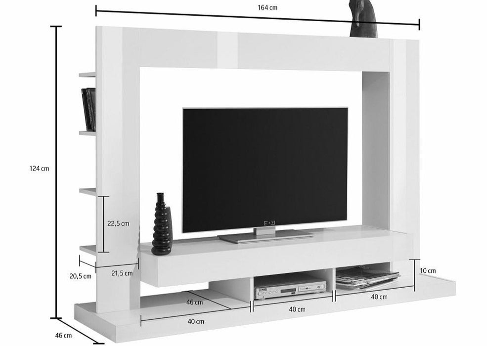 ModaNuvo 'Miami' Grey & Black Gloss TV Multi Media Entertainment Unit LED Light