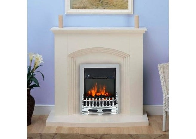 Modern Cream Inset Electric Fire Surround Set Complete Fireplace Packa —  Furniture for the home
