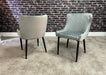 Modern Style 'Eve' Set of 2 Light Grey Velvet Dining Chairs, Black Metal Leg