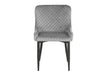 Modern Style 'Eve' Set of 2 Light Grey Velvet Dining Chairs, Black Metal Leg