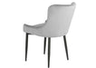 Modern Style 'Eve' Set of 2 Light Grey Velvet Dining Chairs, Black Metal Leg