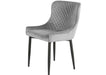 Modern Style 'Eve' Set of 2 Light Grey Velvet Dining Chairs, Black Metal Leg