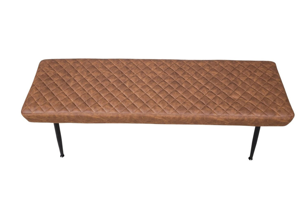 Modern Tan Brown PU Leather Industrial style Kitchen Dining Bench