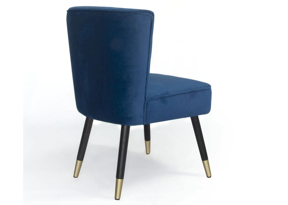 Modern 'Manon' Dining Room Occasional Kitchen Navy Blue Velvet Chairs
