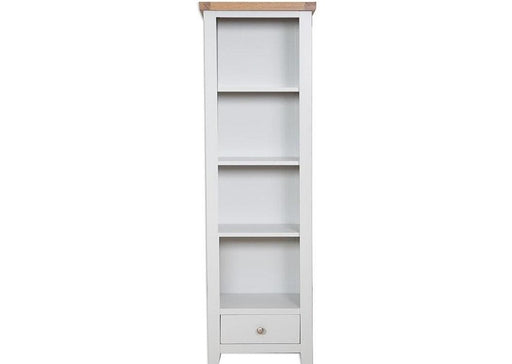 Oakwood Living Grey Painted Oak Slim Bookcase / Display Unit