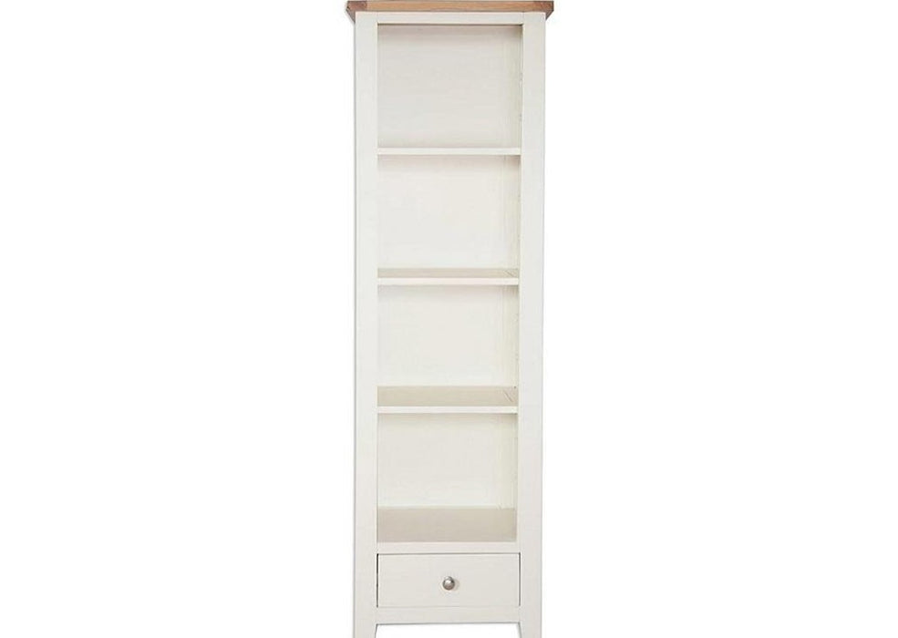 Oakwood Living Ivory Painted Oak Slim Bookcase / Display Unit