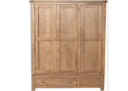 'Oakwood Living' Country Oak 3 Door / 2 Draw Triple Wardrobe