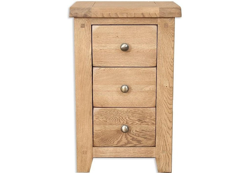 'Oakwood Living' Country Oak 3 Drawer Bedside — Furniture for